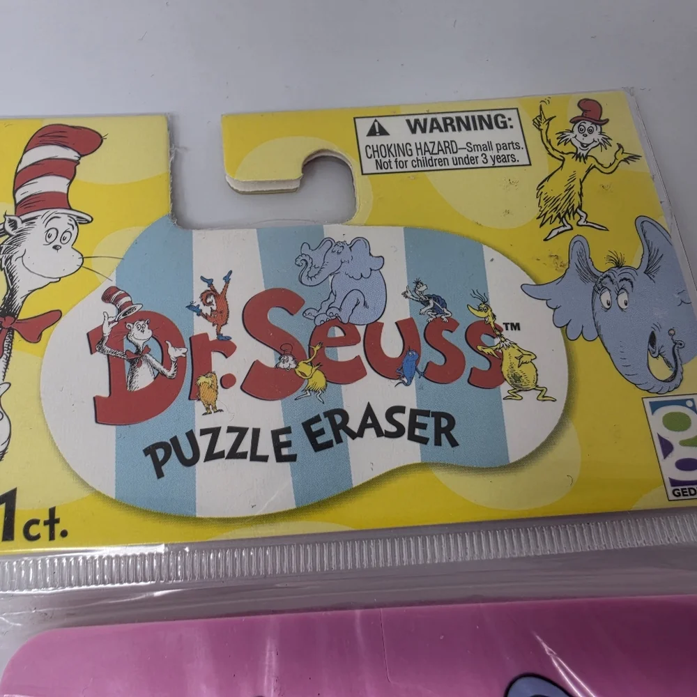 Dr Suess Puzzle Erasers Thing 1 & 2 Horton Hears a Who Green Eggs and Ham Lot 3